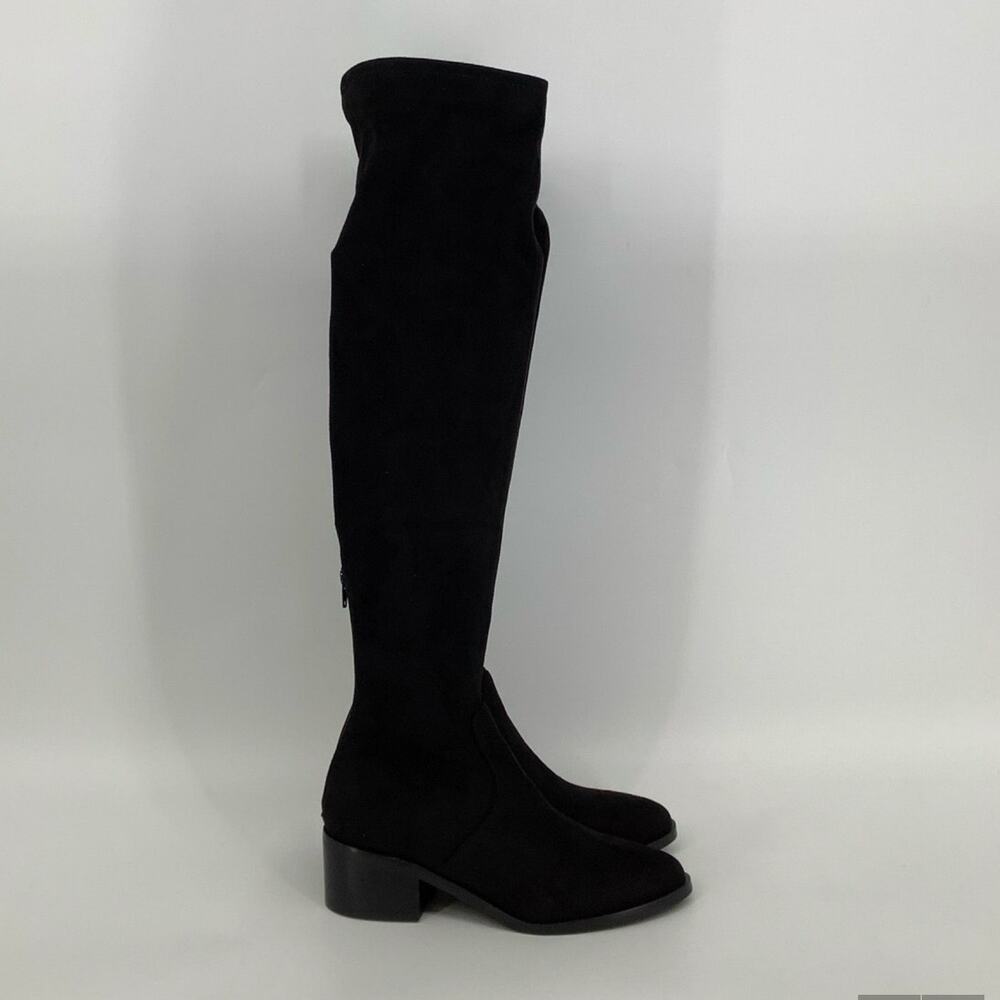 Steve Madden Size 8 M Black Georgette Over The Knee Boots Block Heels P1-25 - Picture 3 of 9